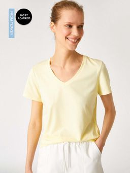 Koton - Round Neck Light Yellow T-shirt
