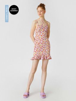 Koton - Mini Blue-patterned Dress