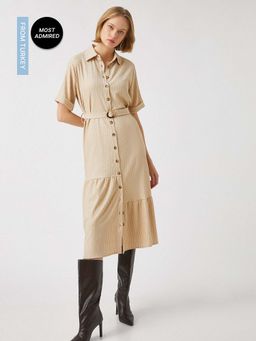 Koton - Midi Ecru Dress With Belt