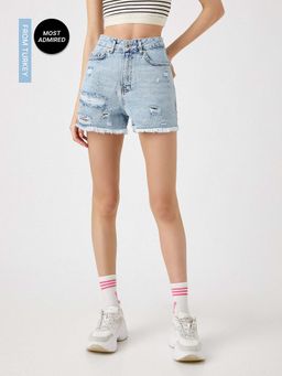 Koton - Mid Waist Open Indigo Shorts
