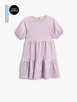 Koton - Girls Lilac Plaid Dress