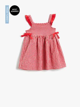Koton - Girls Red Plaid Dress