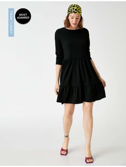 Koton - Black Solid Casual Dresses Mini
