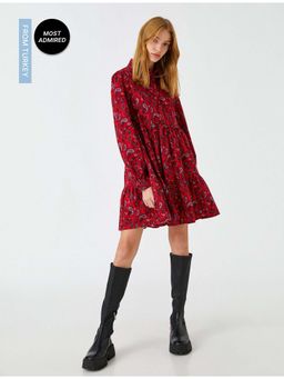 Koton - Womens Burgundy Normal Midi Dress