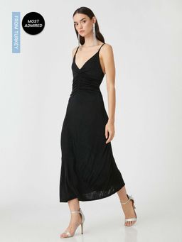 Koton - Women Black Solid Plain Semi-fit Dress