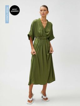 Koton - Women Olive Solid Plain Comfortable Dress (Set of 2)