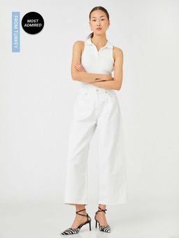 Koton - Women Off White Solid Plain Comfortable Jeans