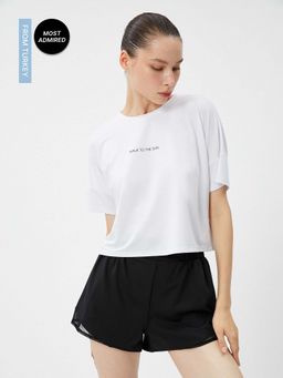 Koton - Oversize Short Sleeve Crew Neck Slogan Printed T-Shirt