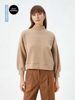 Koton - High Collar Sweatshirt Full Sleeves Low Shoulders