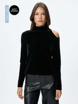 Koton - Black Top High Neck Window Detailed Long Sleeve
