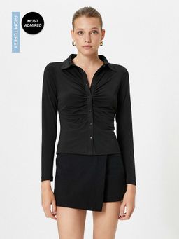 Koton - Long Sleeve Shirt Draped Button Detailed