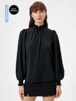 Koton - Balloon Sleeve Ruffled Collar Top