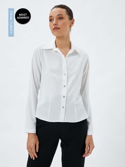 Koton - Long Sleeve Shirt Ribbed Buttons Classic Collar
