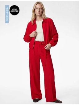 Koton - Long Sleeve Zip-Up Bomber Jacket with Pockets In Crepe Fabric