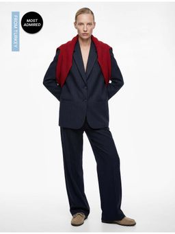 Koton - Viscose Blend Buttoned Wide Collar Blazer Jacket with Pocket Detail