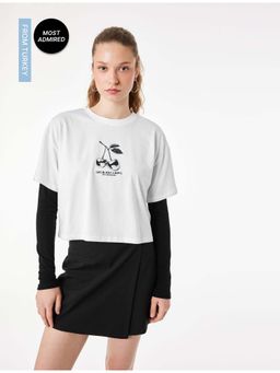 Koton - Womens White Cherry Printed T-Shirt