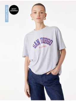Koton - Womens Grey Printed T-Shirt