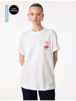 Koton - Womens White Cherry Printed T Shirt
