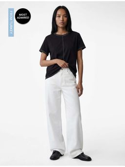 Koton - Womens Black Stitch Detail T-Shirt