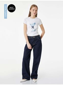 Koton - Womens White Printed T-Shirt