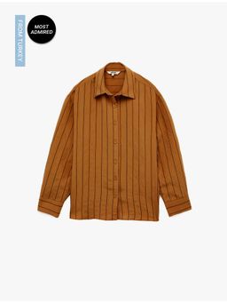Koton - Womens Brown Stripes Shirt