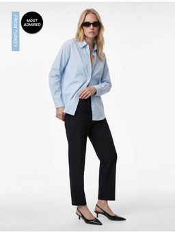 Koton - Womens Solid Blue Shirt