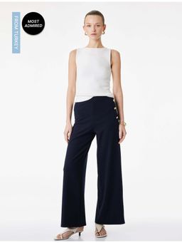 Koton - Womens Navy Blue Wide Leg Pant