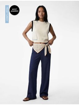 Koton - Womens Navy Blue Wide Leg Pant