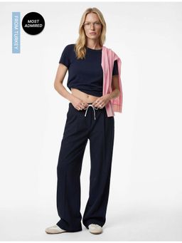Koton - Womens Navy Blue Wide Leg Pant