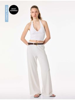 Koton - Womens White Wide Leg Trouser