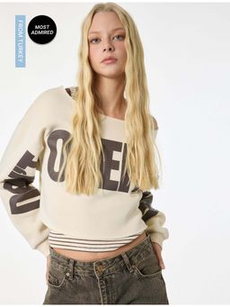 Koton - Womens Beige Oversize Sweatshirt