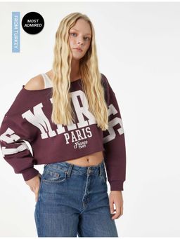 Koton - Womens Burgundy Oversize Sweatshirt