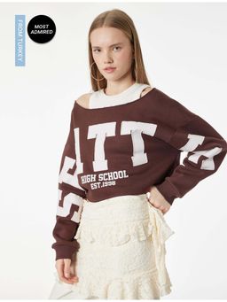 Koton - Womens Brown Crop Sweatshirt
