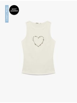 Koton - Womens White Heart Detail Tank Top