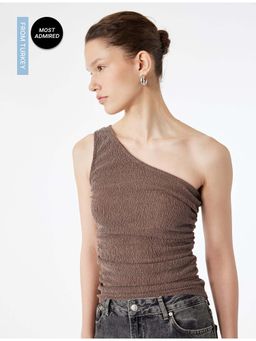 Koton - Womens Brown One Shoulder Top