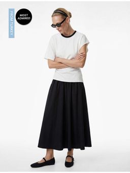 Koton - Womens White Asymmetric Sleeve Detail T-Shirt