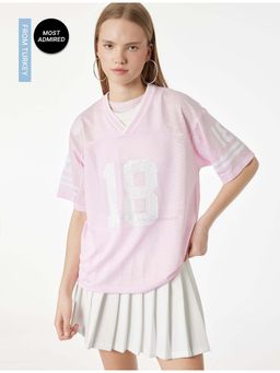 Koton - Womens Pink Mesh T-Shirt