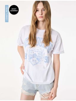 Koton - Womens White Printed T-Shirt