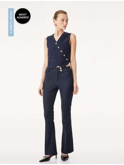 Koton - Womens Stripes Navy Blue Flared Pant