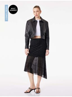 Koton - Womens Black Asymmetric Midi Skirt