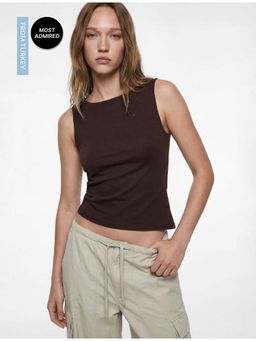 Koton - Womens Brown Boat Neck Top