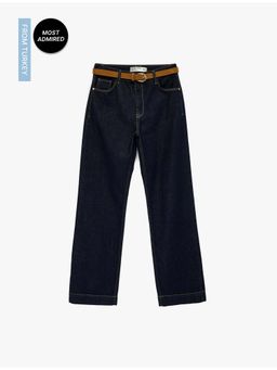 Koton - Womens Navy Blue Straight Jeans