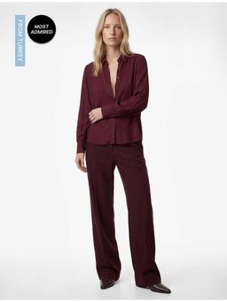Koton - Womens Burgundy Long Sleeve Shirt