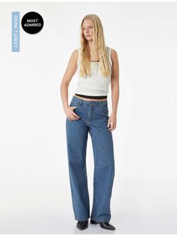 Koton - Womens Navy Blue Straight Fit Jeans