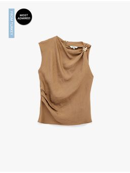 Koton - Womens Brown Accessory Detail Top
