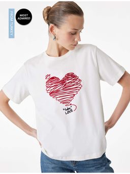 Koton - Womens White Crew Neck T-Shirt