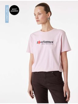 Koton - Womens Pink Floral Printed T Shirt