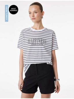 Koton - Womens Black Stripes T-Shirt