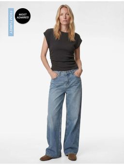 Koton - Womens Grey Draped Textured Top