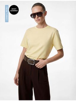 Koton - Womens Yellow Oversized Basic T-Shirt